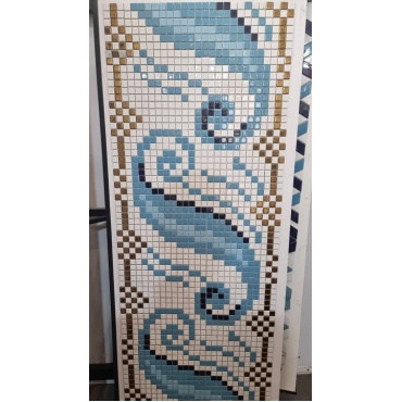 تابلو کاشی استخری آبی طلایی B-کاشی گلدیس-Pool Ceramic Robo Ceramic Blue Gold B Panel Goldis Tile
