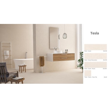 سرامیک طرح تسلا دکوراتیو کرم روشن ابعاد 100*30-کاشی سورنا-Tesla Design Ceramics