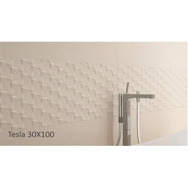 سرامیک طرح تسلا دکوراتیو کرم روشن ابعاد 100*30-کاشی سورنا-Tesla Design Ceramics