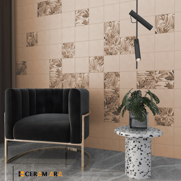 سرامیک طرح ترازو هاوایی بژ تیره ابعاد 15*15-سرامیک سرام آرا-Ceramic Terrazzo Ceram Ara Tile