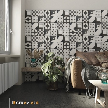 سرامیک طرح گرافیت دکور F ابعاد 15*15-سرامیک سرام آرا-Ceramic Graphite Ceram Ara Tile