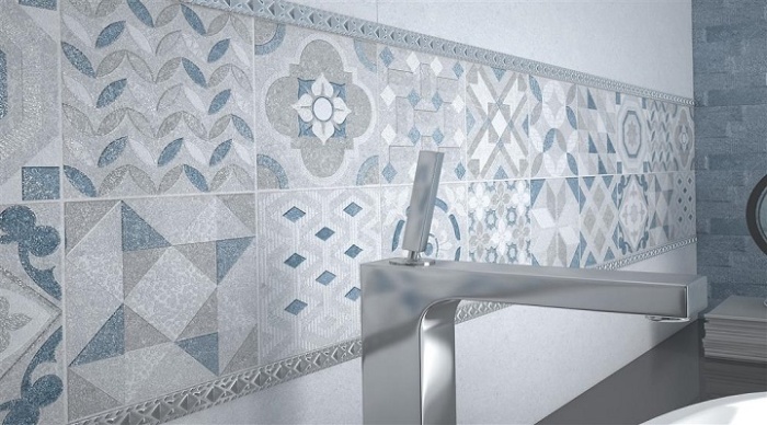 سرامیک طرح کاستلو دکور آبی روشن ابعاد 100*30-کاشی سورنا-Castello Design Ceramics