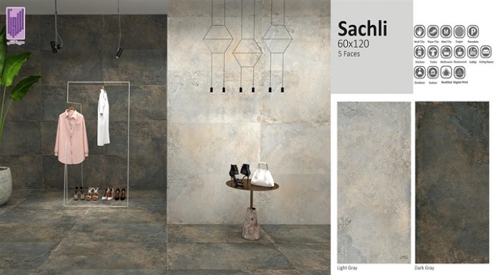 سرامیک طرح ساچلی طوسی روشن ابعاد 120*60-کاشی سورنا-Sachli Design Ceramics
