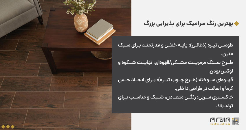 بهترین رنگ سرامیک برای پذیرایی بزرگ